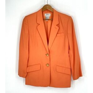VTG Talbots Women Size 10P Blazer Linen Blend Peach Lined Pocket Jacket Coat USA
